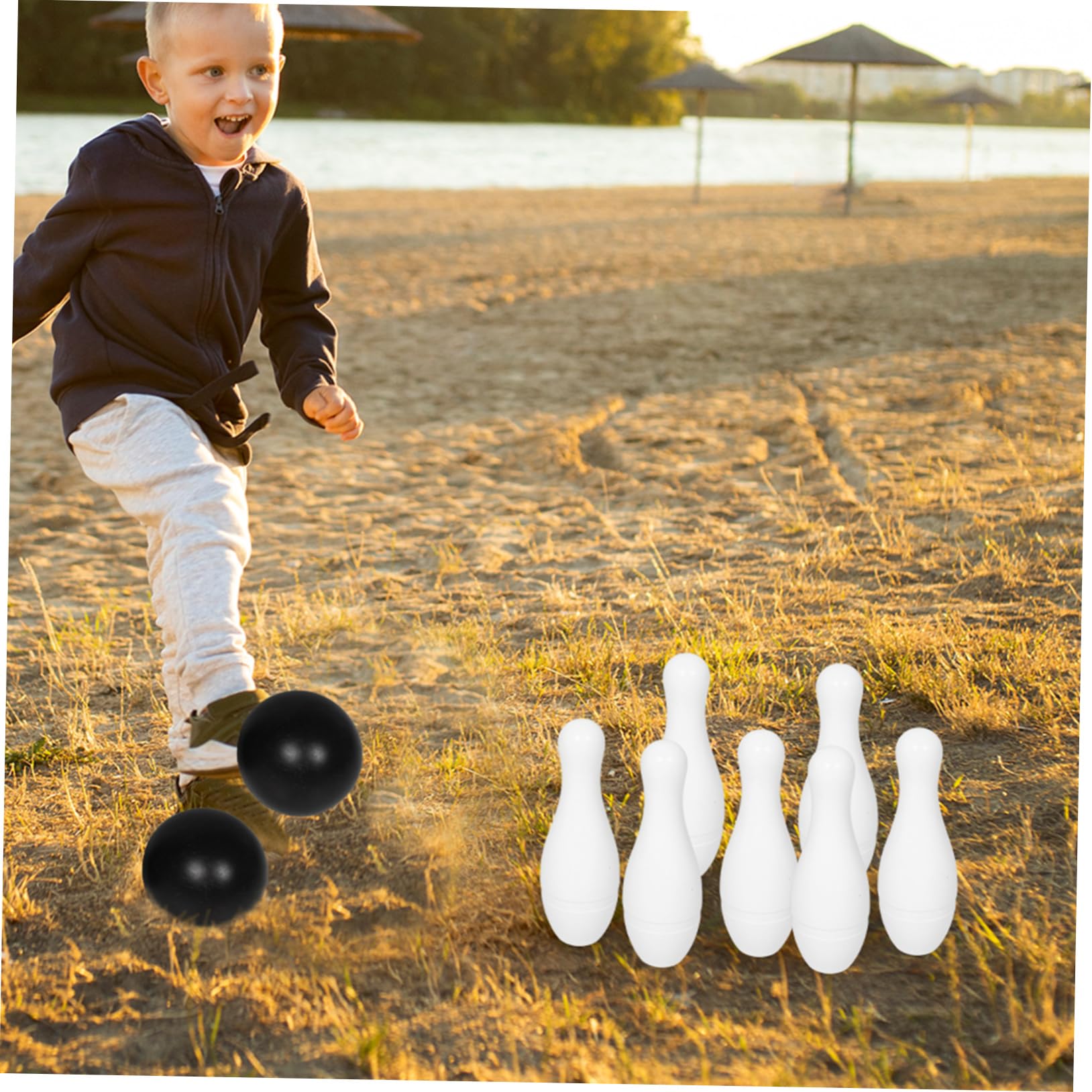 TOYANDONA Juego de Bolos y 2 Bolas para Niños 10 Bolos de Plástico y Juego Interactivo Adecuado para Manos Pequeñas en Interiores y Exteriores