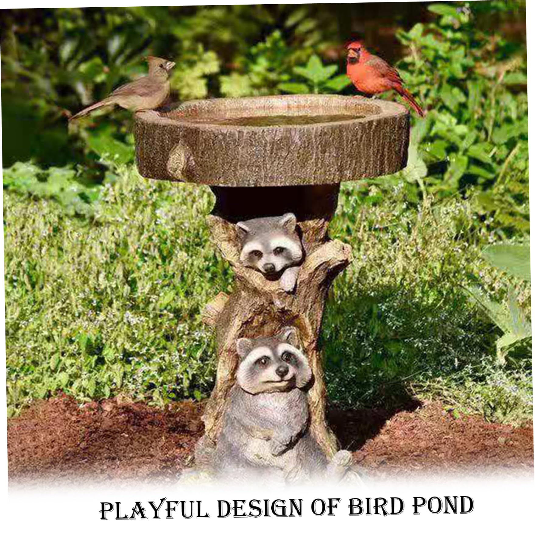 Ciotola da Bagno per Uccelli Resina Procione Ornamenti da Giardino Giardino Artificiale Mangiatoia per Uccelli Decorazione in Piedi Ciotola per Vasca da Bagno per Animali Vasche da per EST