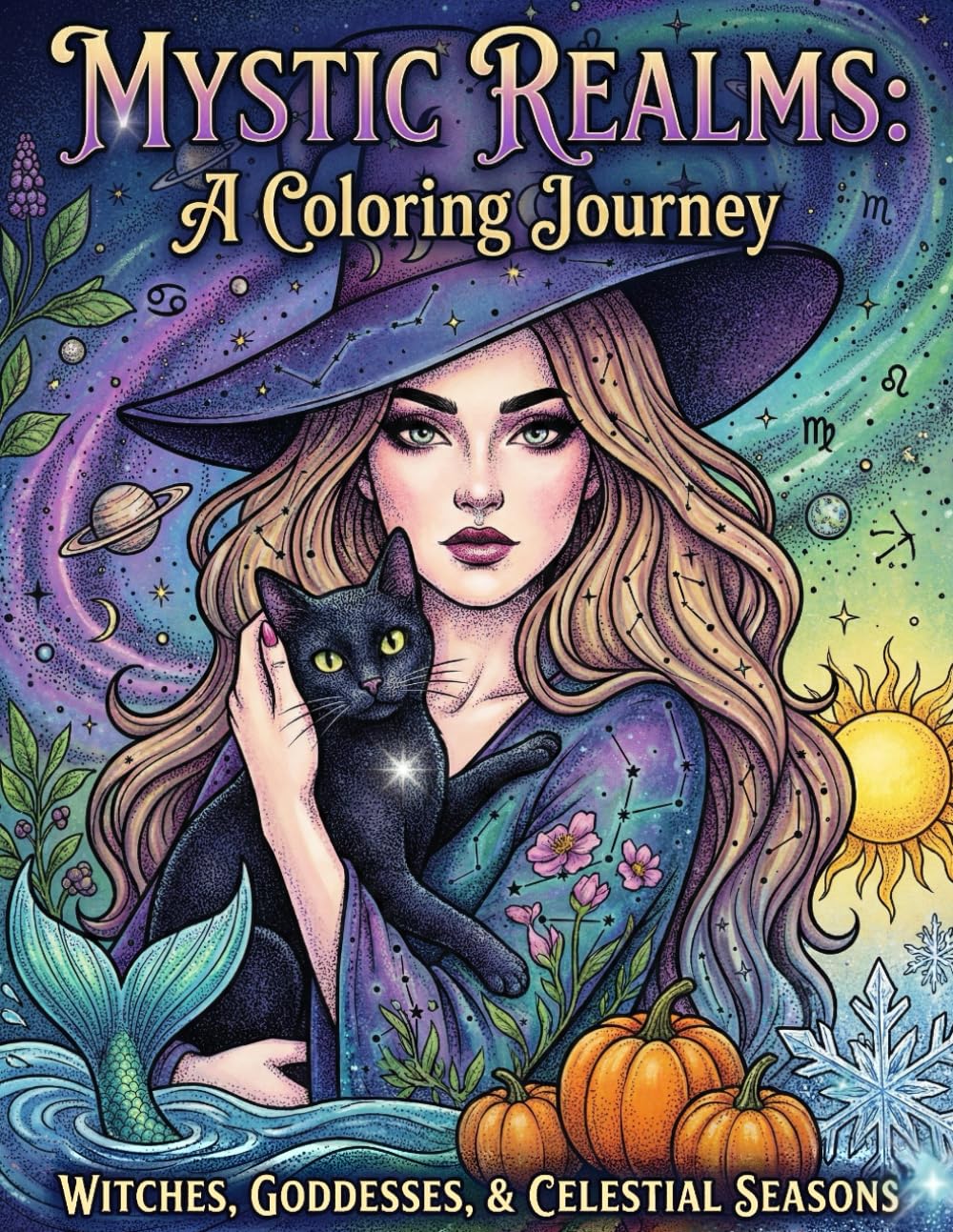 Mystic Realms: Witches, Goddesses, & Celestial Seasons: A Coloring Journey: A Grimoire of Shadows & Stardust. A Mystical Adult Coloring Journey ... Celestial Lore (The Mystic Realms Collection)