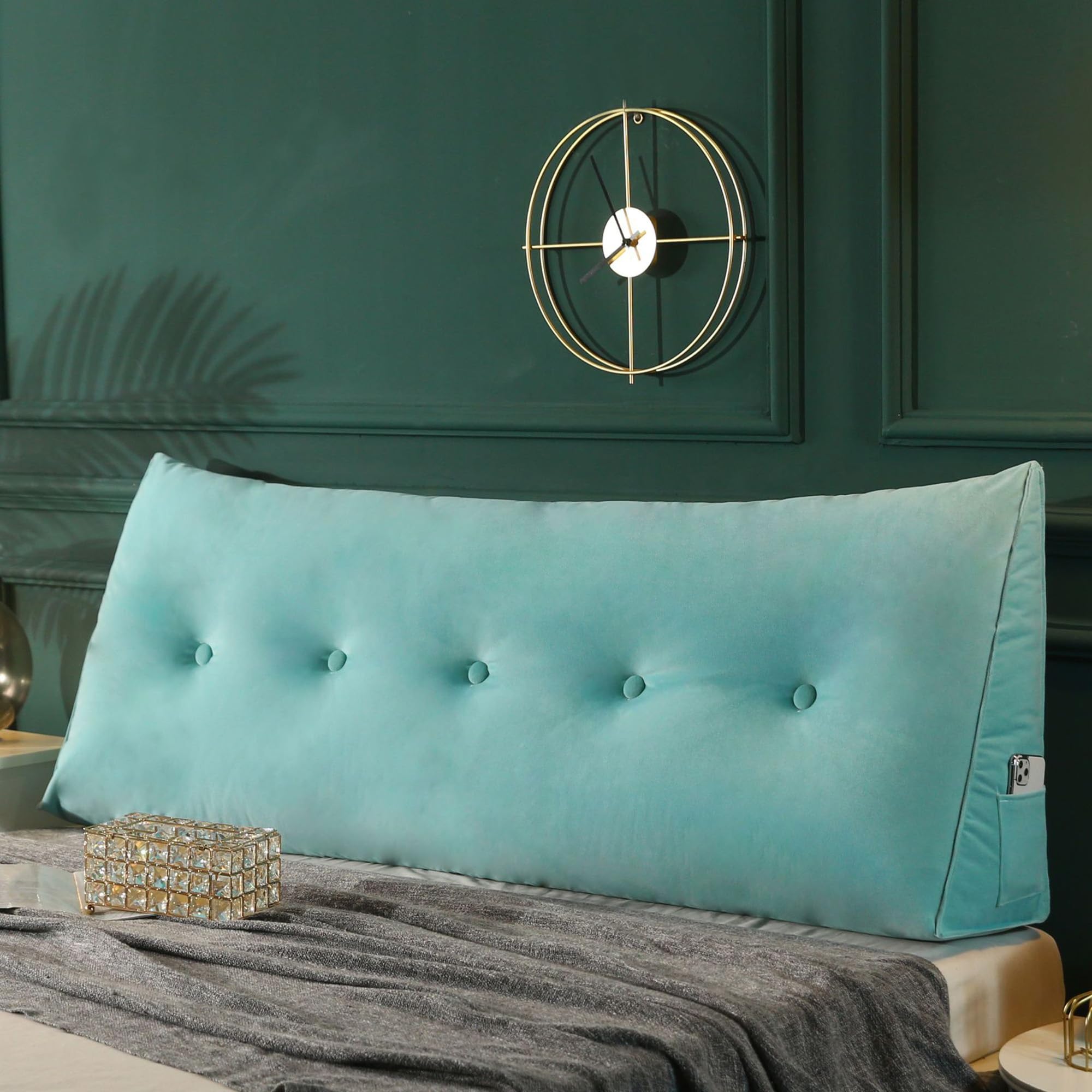 Yanman Grand Coussin Cale Triangulaire Pour Tête De Lit, Coussin De Lecture, Coussin De Soutien Lombaire, Dossier De Taille, Traversin De Positionnement Doux, 100 X 50 X 20 Cm