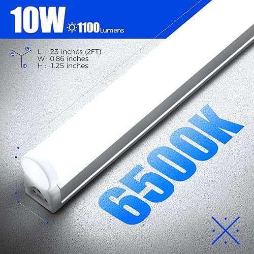 Miniatura 15 de Barrina (Paquete de 6) Artefacto individual candil LED T5 integrado, 4 pies, 2200lm, 6500K (Blanco súper claro), 20W, Luz para tienda, techo y 6500k