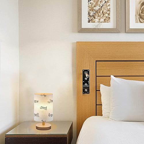 Miniatura 5 de Lámpara de noche para dormitorio, aviones para niños, diseño sin costuras, aviones divertidos, lámpara pequeña, lámpara de mesa de lino, lámpara de