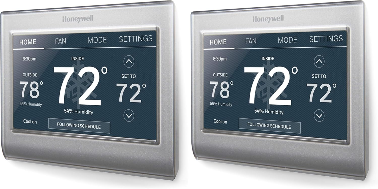 Honeywell Home RTH9585WF Wi-Fi Smart Color Thermostat, 7 Day Programmable, Touch Screen, Energy Star, Alexa Ready, C-Wire Required, Not Compatible with Line Volt Heating Gray (Pack of 2) Honeywell Home RTH9585WF Wi-Fi Smart Color Thermostat, 7 Day Programmable, Touch Screen, Energy Star, Alexa Ready, C-Wire Required, Not Compatible with Line Volt Heating Gray (Pack of 2)