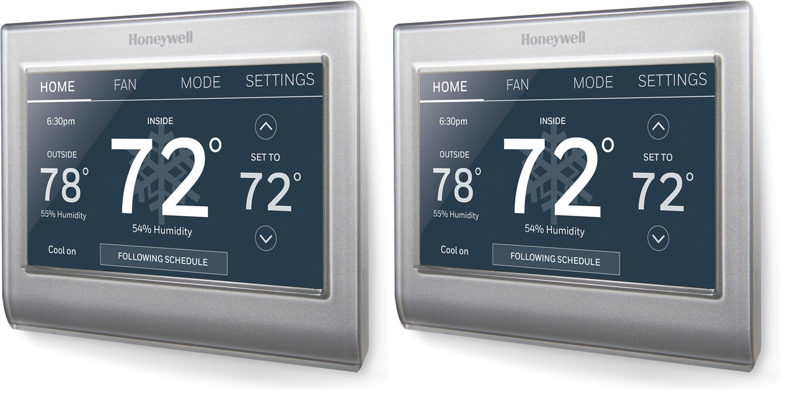 Honeywell Home RTH9585WF Wi-Fi Smart Color Thermostat, 7 Day Programmable, Touch Screen, Energy Star, Alexa Ready, C-Wire Required, Not Compatible with Line Volt Heating Gray (Pack of 2)