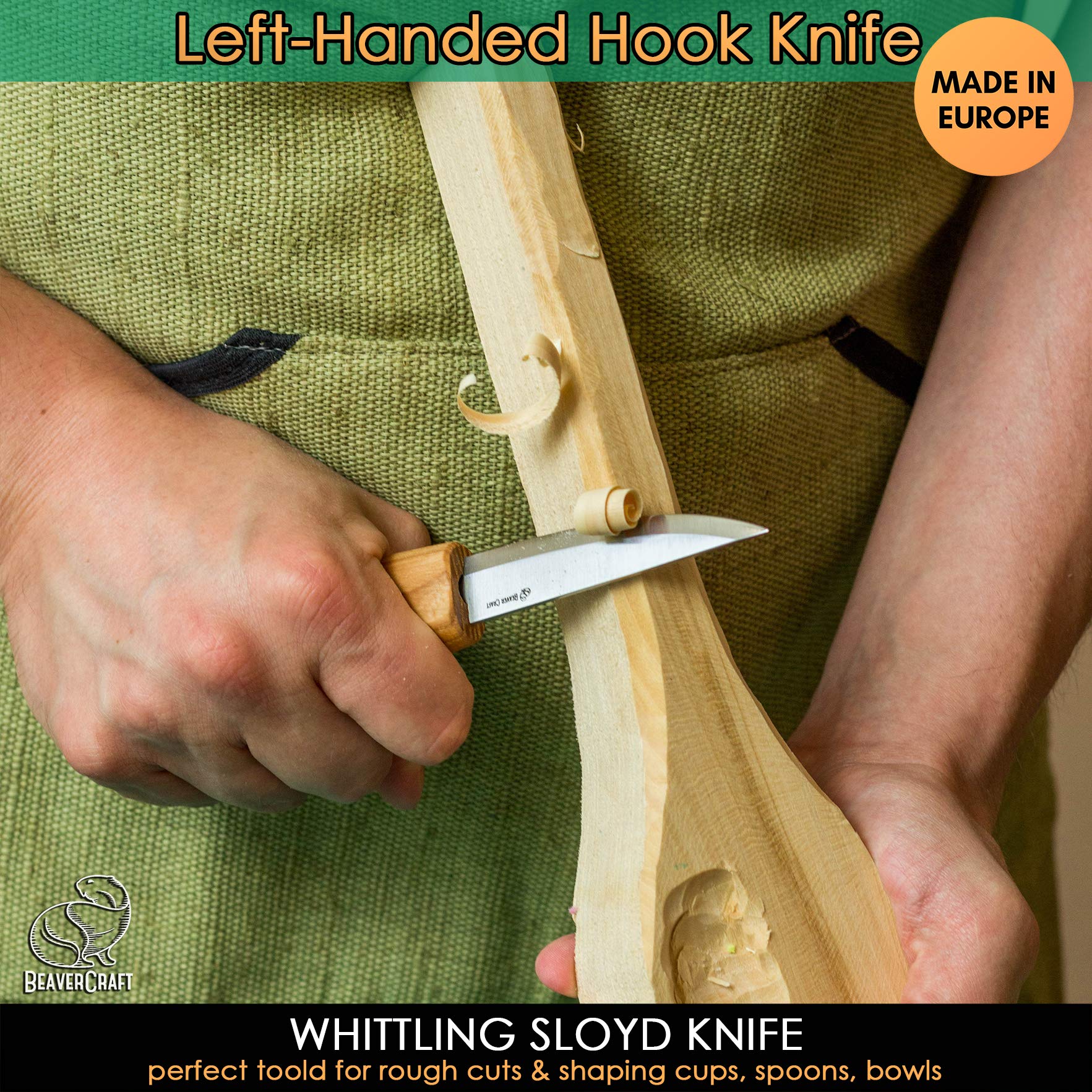 Set Di Coltelli Per Intaglio Geometrico In Legno Beavercraft (4 Coltelli In Rotolo) S05 - Set Di Coltelli Da Intaglio - Foto 11