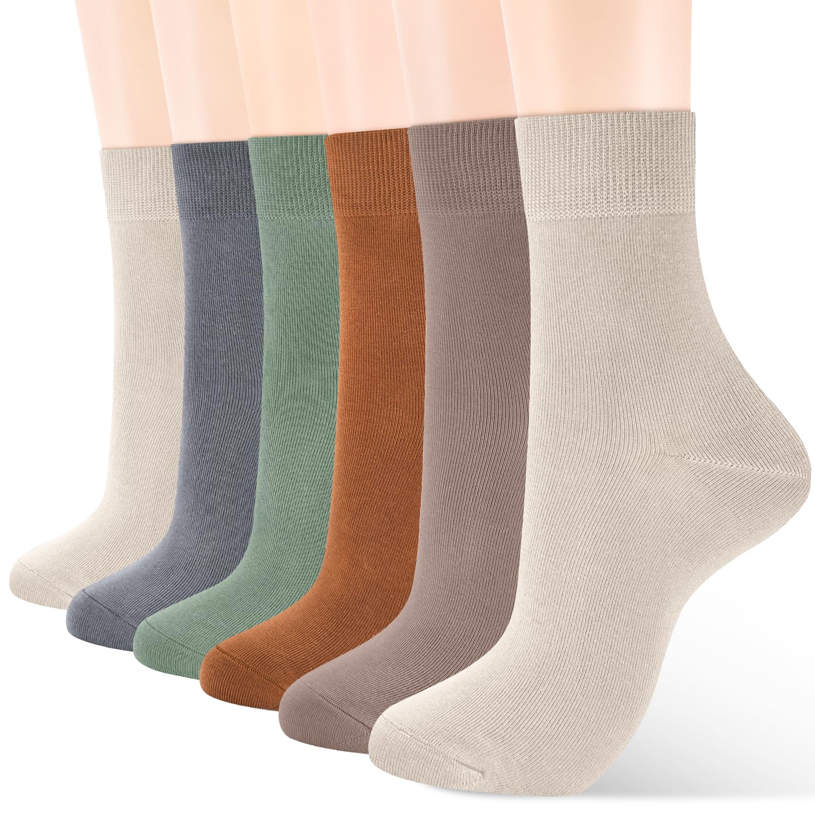 ATBITER Women Thin Cotton Crew Socks,Ankle Bootie Casual Dress Socks 6Pairs