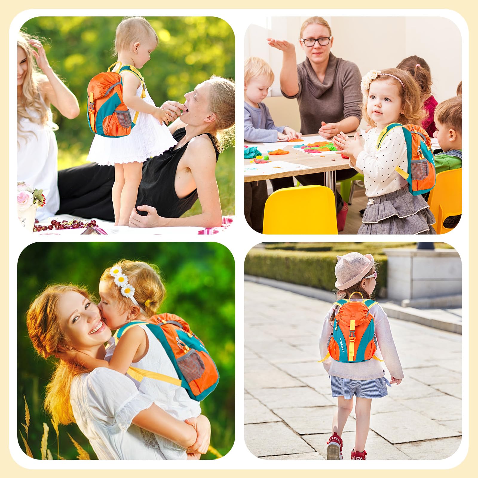 Cozary Zaino per Bambini All'Aperto, 5L Impermeabile Sportivo Adatto, Confortevole Zaino da Trekking per 1-3 Bambini, Design Traspirante, per Scuola, Viaggio e Sport, Arancione