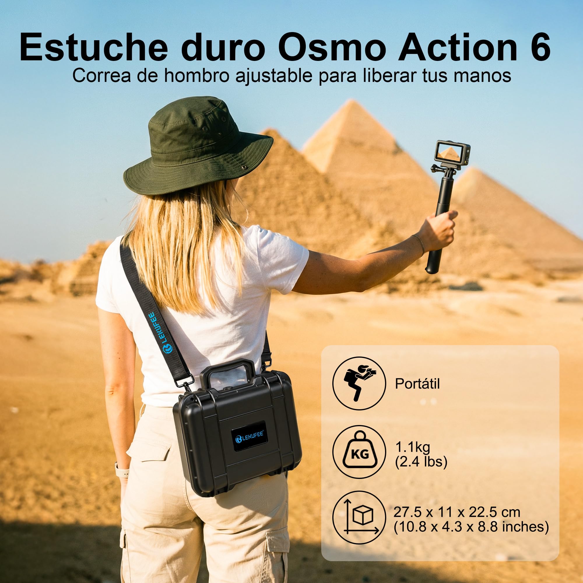 LEKUFEE Estuche Rígido Impermeable para dji Osmo Action 6/5 Pro/4/3,Pack Estándar,Pack Aventura,Pack Esencial y Accesorios (Solo Maleta)