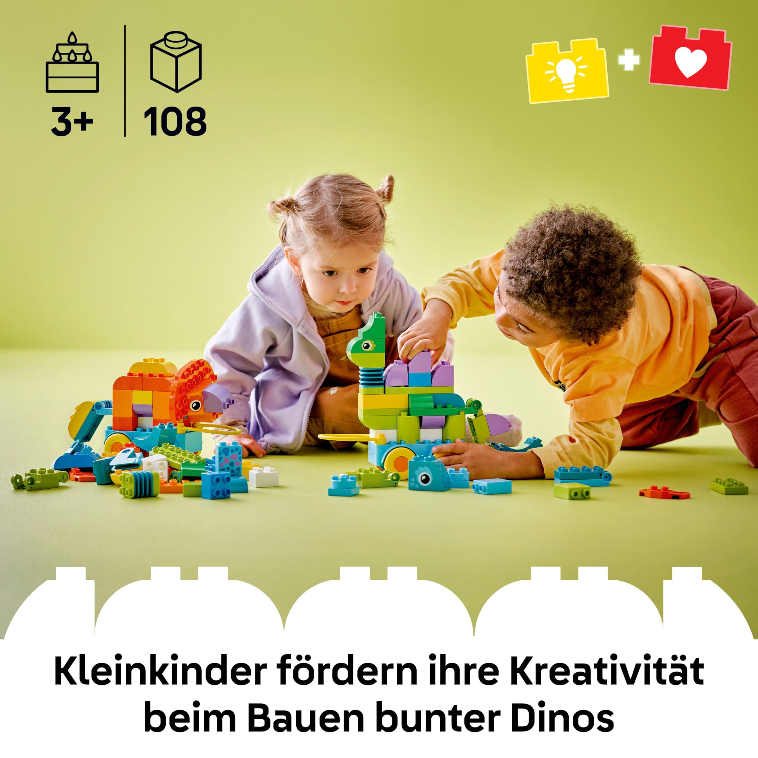 LEGO DUPLO Town Dinos auf Rädern 3-in-1-Set - Spielzeug für Mädchen & Jungen ab 3 Jahren - Diplodocus und T. rex, Triceratops & Stegosaurus oder Pteranodon & Parasaurolophus Dinosaurierfiguren - 10451