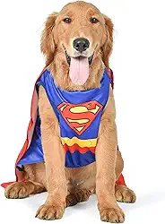 DC Comics Fantasia De Cachorro Super-Herói Super-Homem Halloween - Médio - | Fantasia De Halloween Dc Super-Herói Para Cães Fantasias Engraçadas Para Cães | Fantasia De Halloween Oficialmente Licenciada Dc Dog
