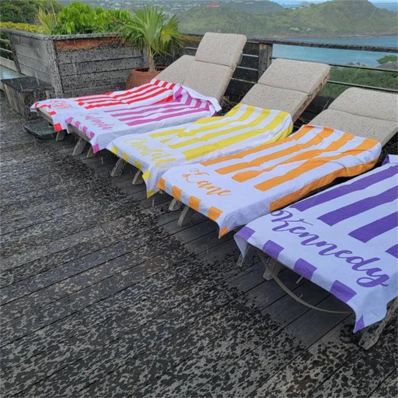 WEIYOUDP Personalized Beach Towels for Kids Adults Custom Name Striped Bath Towel for Boys Girls Women Men Personalized Towels Custom Gifts Pool Decor