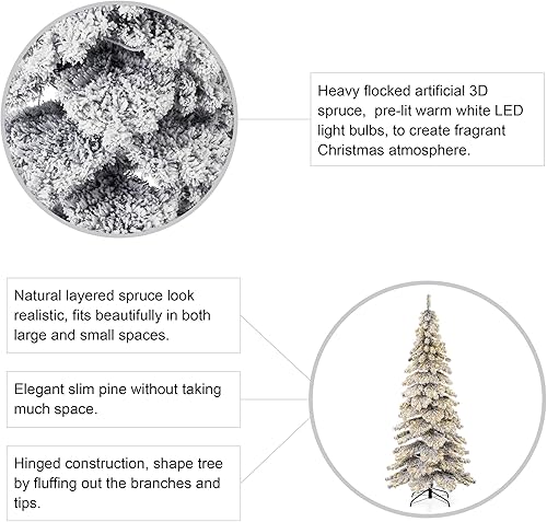 Miniatura 9 de Árbol de Navidad artificial de abeto en capas preiluminado de 9 pies con 500 luces blancas cálidas