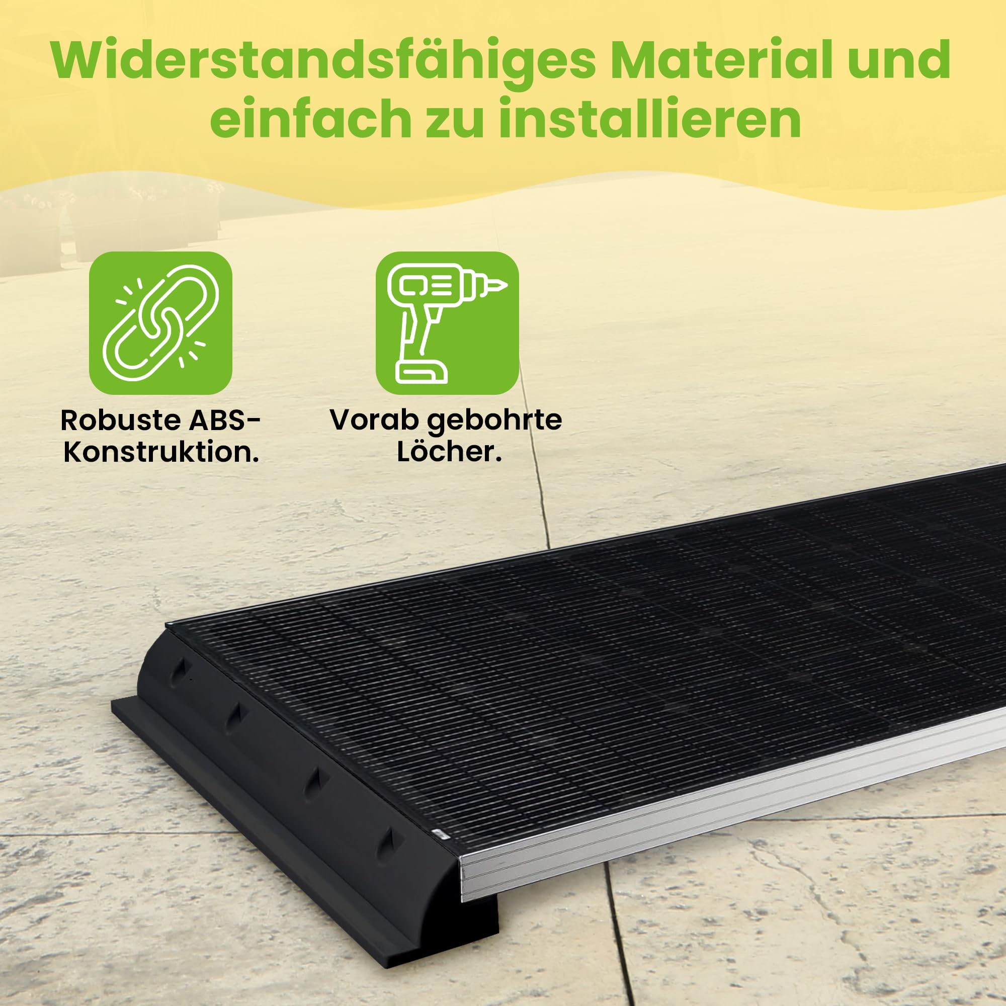 Offgridtec Spoiler Solar Dachhalterung Set von 2 (55 x 8,9 x 6,5 cm), Heavy Duty ABS PV Halterung für Solarmodule, Leicht & Stabil, Vorgebohrte Montageschraubenlöcher, Wetterfest & Langlebig, Schwarz