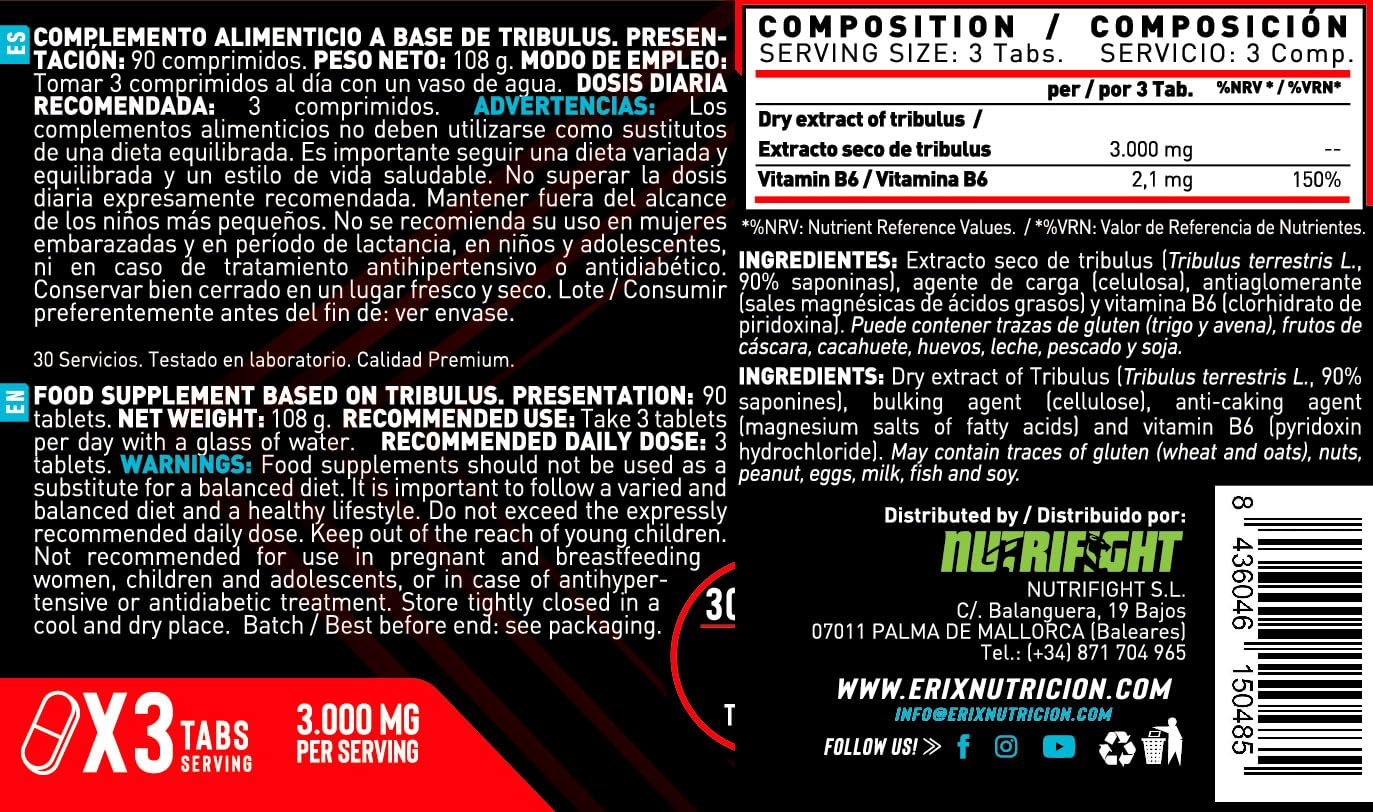 ERIX Nutrición Pack de 2 Tribulus Terrestris