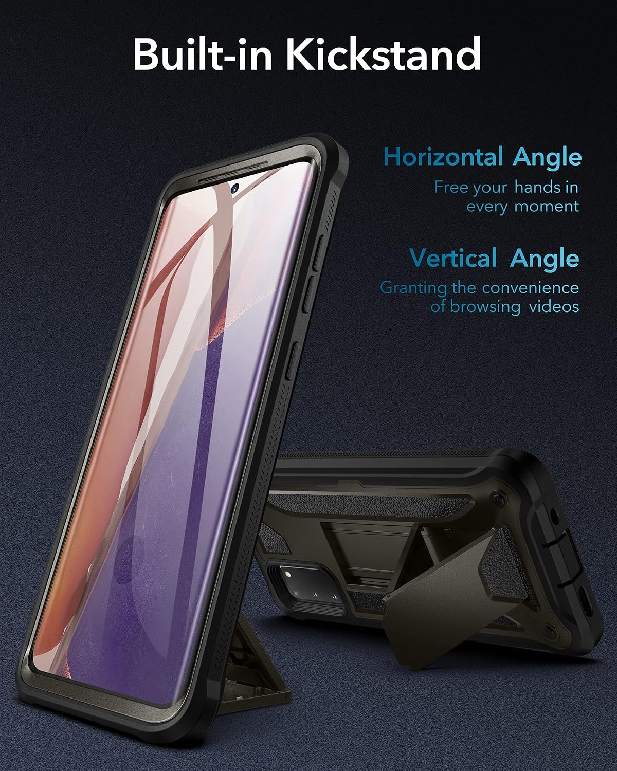 YOUMAKER Designed for Samsung Galaxy S20 5G Case with Built-in Screen Protector and Kickstand Shockproof Case Work with Fingerprint ID Military Grade Drop Tested Cover for Galaxy S20 6.2 inch - Gun