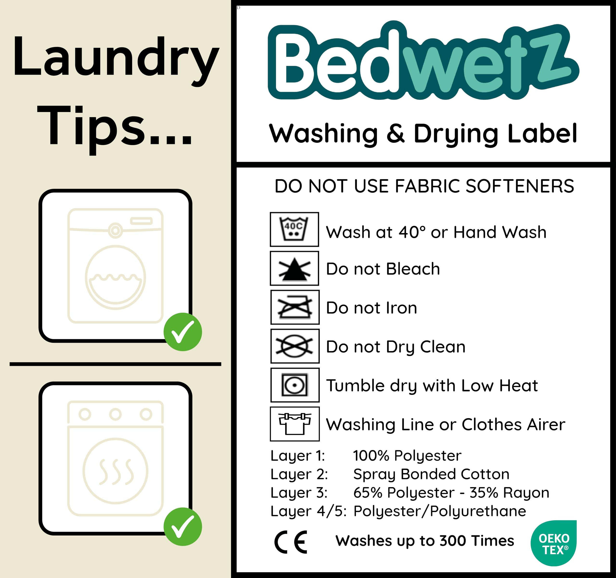 Bedwetz Almohadillas De Entrenamiento Para Ir Al Baño | Paquete De 2 | Protector De Colchón 100% Impermeable | Sábanas Para Mojar La Cama, Tamaño Se Adapta A Camas Individuales Y Niños Pequeños