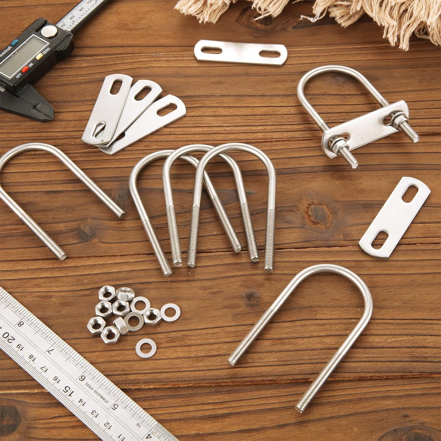 QTLCOHD 20 Pcs Square U Bolts M6 x 40 mm x 90 mm Stainless Steel U-Bolts with Nuts and Frame Plates Square U Clamp for Boat