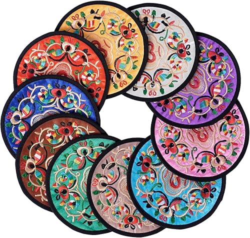 Posavasos Ambielly para bebidas, diseño retro floreado, étnico y clásico, paquete económico, 5.12 pulgadas., Colores mixtos
