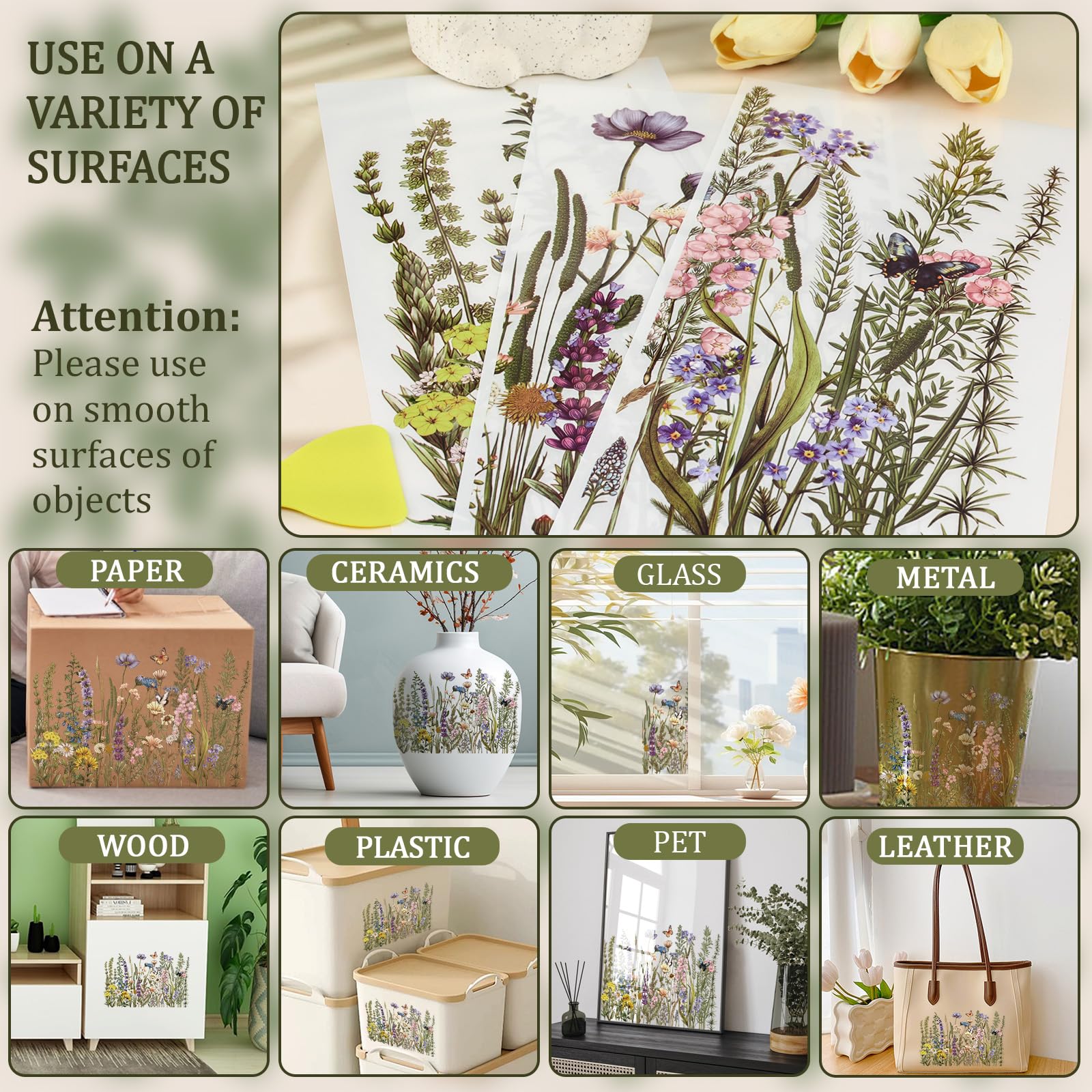 WANDIC Lot De 3 Autocollants De Transfert à Frotter - Motif Petit