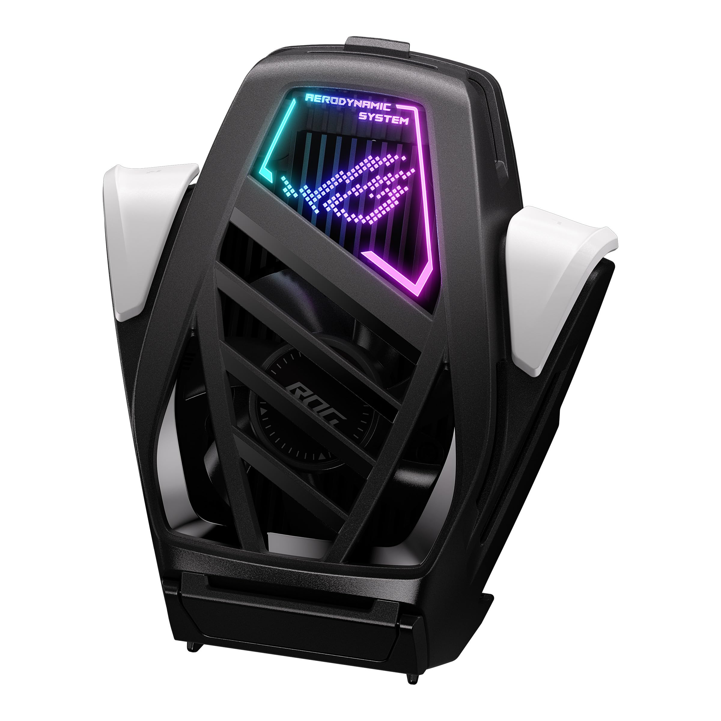 ASUS ROG_AEROACTIVEX_PRO/Black/Cooler Button, Unlock Button/USB Type-C Male (for connection), USB Type-C Female (for charging)/Height 3.4 inches (86.36 mm) x Width 4.1 inches (104.8 mm) x Depth 1.7