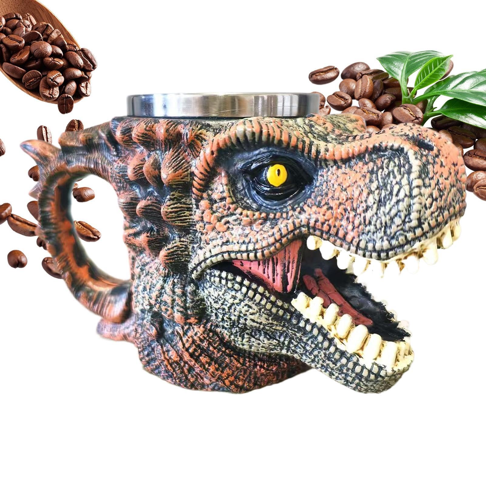 Taza en 3D de calavera de dinosaurio para desayunos góticos en el hogar