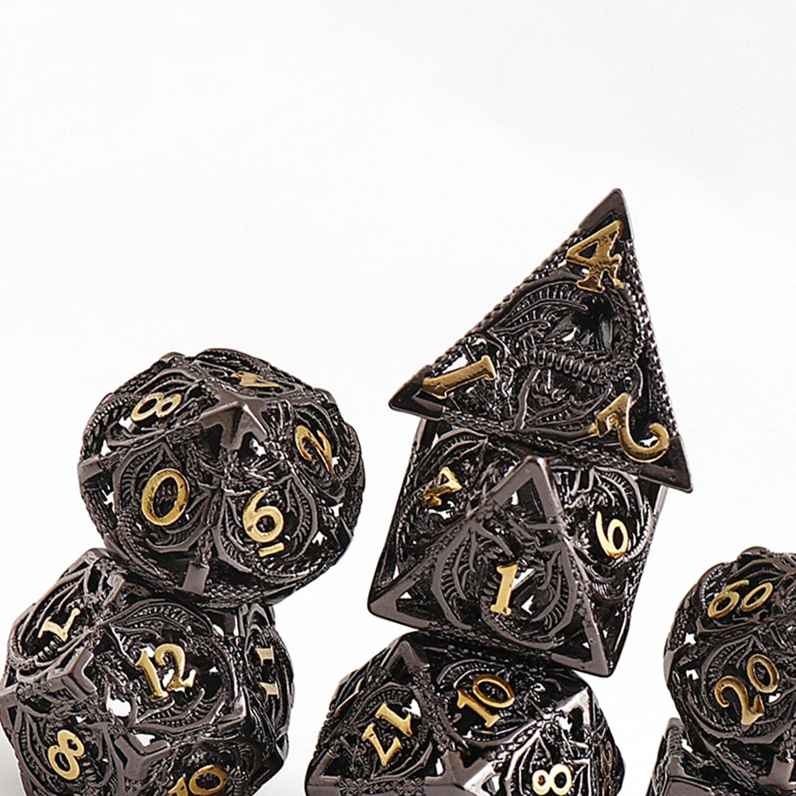 Harilla Ensemble de Dés En Métal de Cuivre Ancien Rol Polyèdre Dragon Diction Jeu