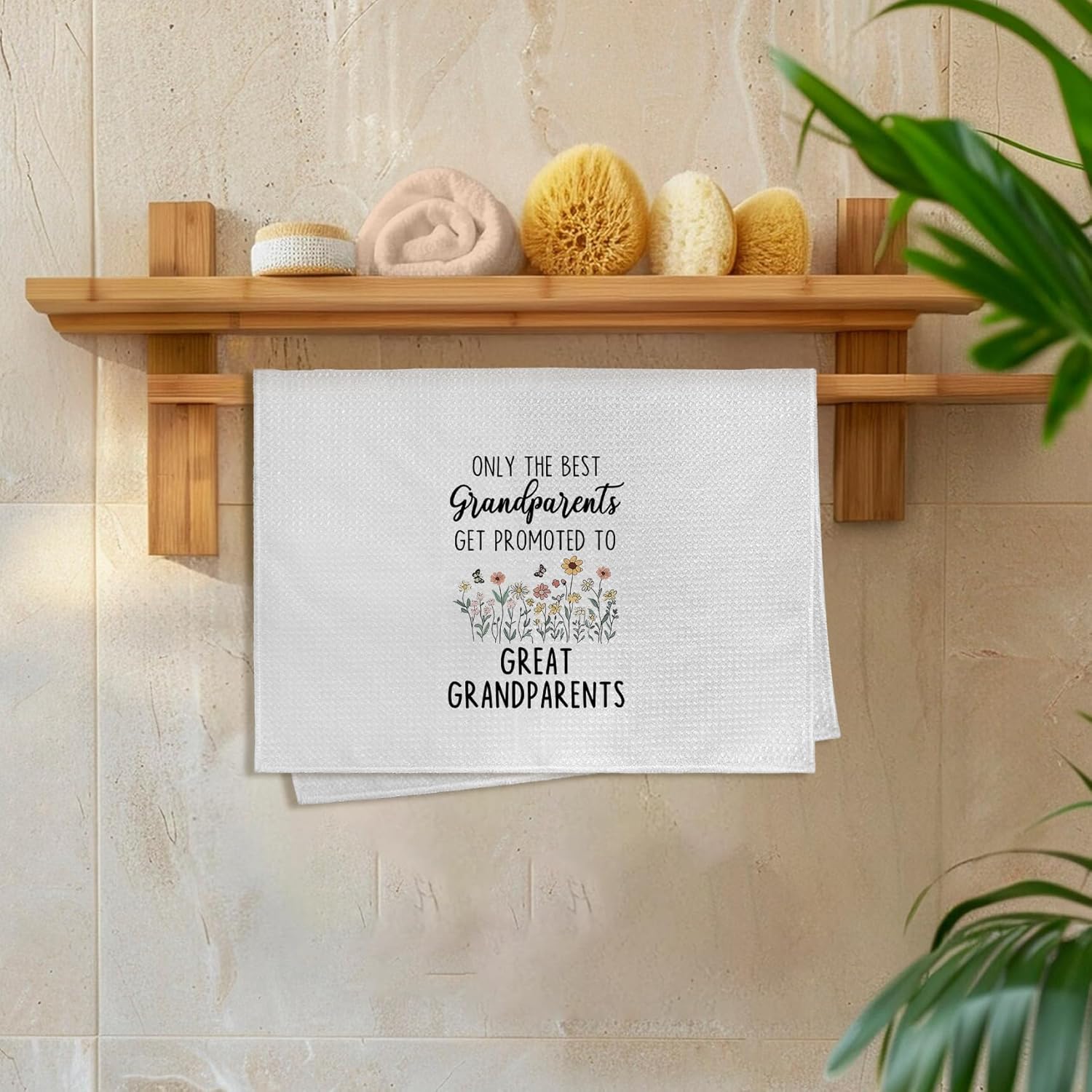 Promoted to Great Grandparents Gifts Kitchen Towels, Gifts for Grandparents Dish Tea Towels from Grandkids, Baby Pregnancy Announcement Grandparent Hand Towel for Kitchen Bathroom, 16x24 Inch - Image 6