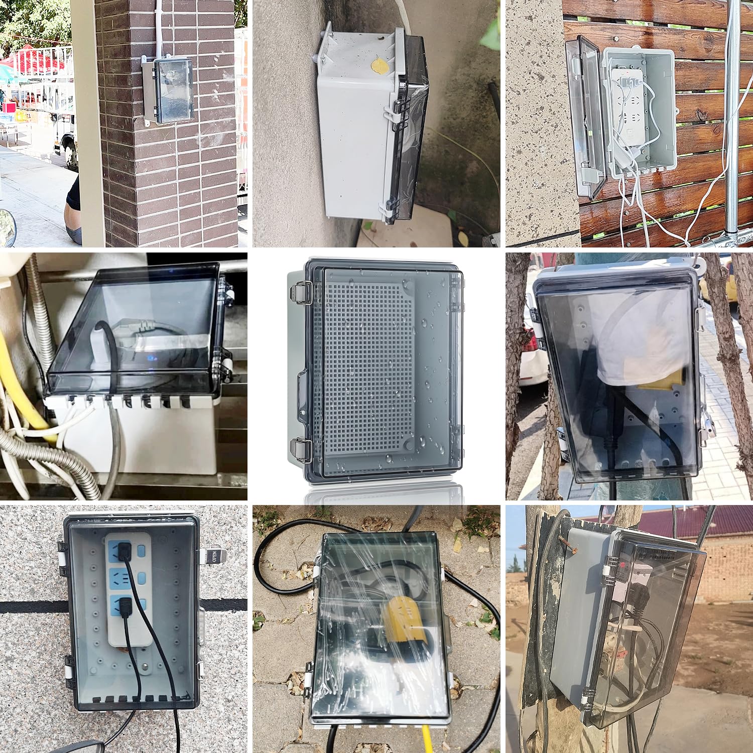 Scatola Elettrica da Esterno Impermeabile in Plastica ABS（290 * 190 * 140MM）Quadro Elettrico Esterno IP66, con Piastra di Base, Blocco Password, per Uso Interno ed Esterno