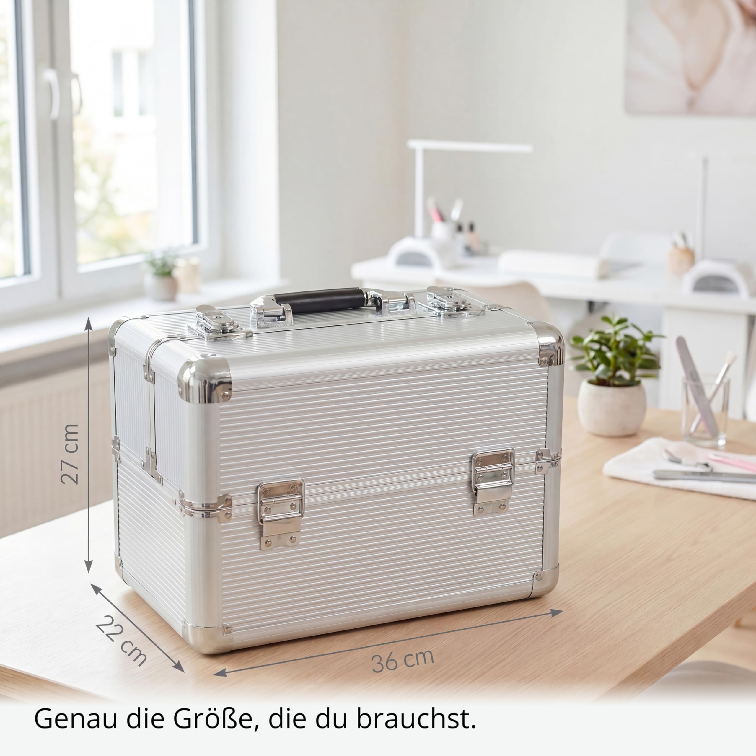 N&BF Kosmetikkoffer Silber Aluminium Klein | Beautycase Abschließbar