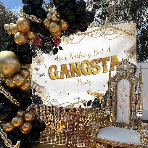 Miniatura 2 de MEHOFOND Telón de fondo de cumpleaños de gángster de 7 x 5 pies, no es nada más que una fiesta de gangsta, fondo de fotografía de los años 70, 80,