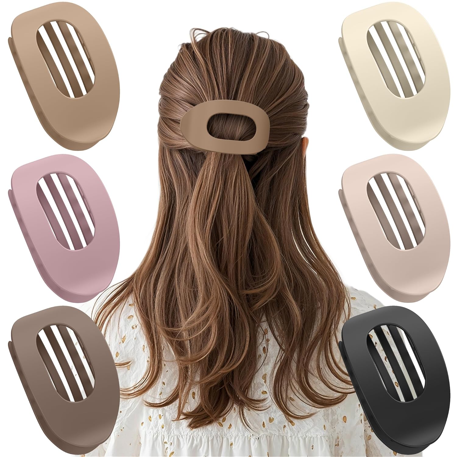 6 Pack Elegant Hair Claw Clips for Women – Durable Non-Slip Claw Clips For Thick & Thin Hair, Lightweight & Stylish – Perfect for Everyday Styling, Parties & Special Occasions