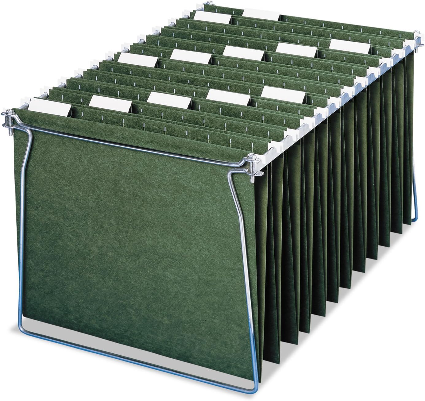 Smead 100% Recycled Hanging File Folder with Tab, 1/5-Cut Adjustable Tab, Letter Size, Standard Green, 25 per Box (65001)