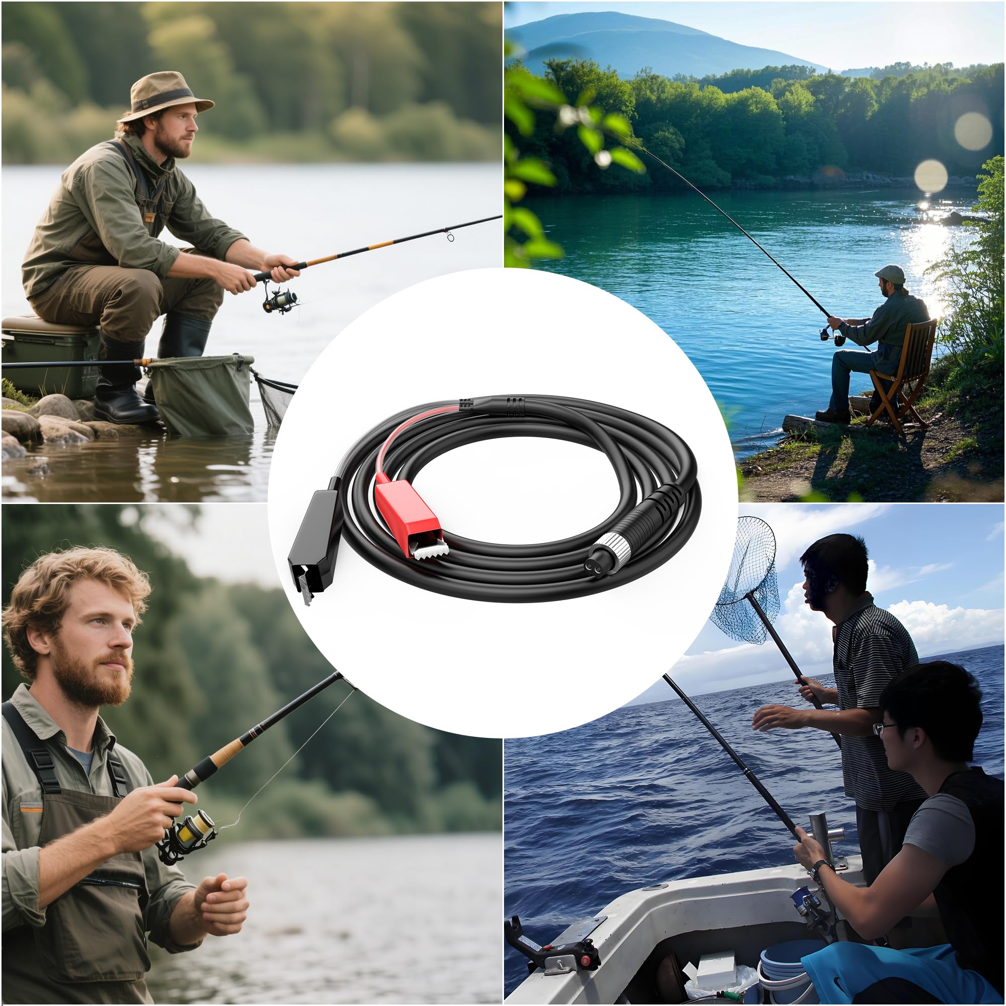 2 cavi di alimentazione per mulinello da pesca elettrico, cavo di alimentazione da 3 m, cavo di alimentazione che collega la batteria alle bobine per Daiwa Tanacom 1000 750 500, Seaborg 500MJ