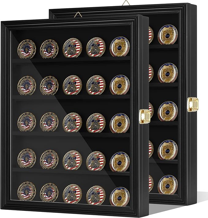 Amazon.com: 2 Pcs Military Challenge Coin Display Case Lockable Cabinet ...
