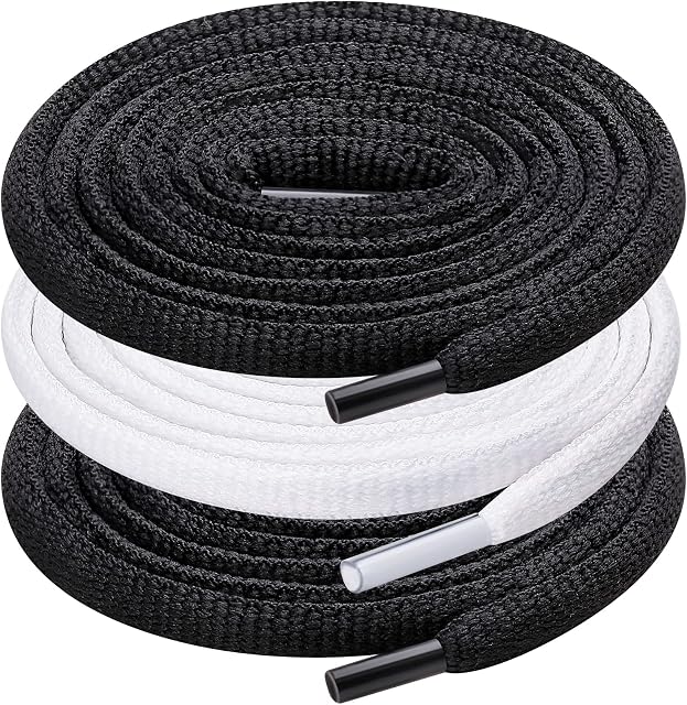 UpUGo 3 Pair Oval Shoe Laces, Half Round 5mm Shoelaces for Athletic Running Sneakers Shoes Boot Strings