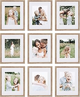 Sheffield Home 9 Piece Gallery Wall Frame Set, 11x14 Inch, Light Natural
