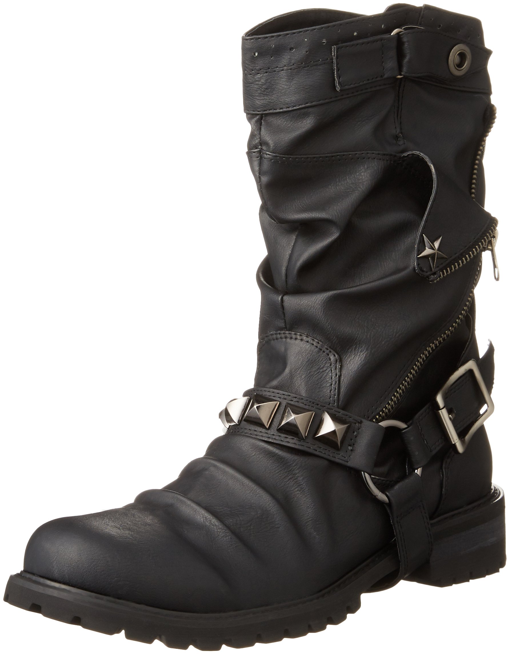 ENDEVICE Casual Shoes for Men Engineer Boot Running Shoe Men's Casual Boots Side-Zip Black