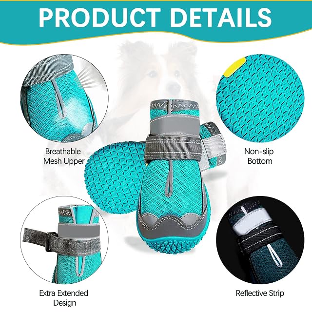 Foto 5 de 8 de Havenfly Zapatos Perro, 4 Pcs Zapatos Respirable para Perros