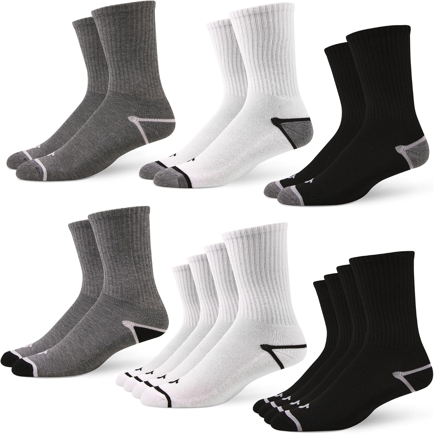 True Religion Mens 8 Pairs Crew Socks for Men Premium Athletic Men's Socks, Shoe Size 8-12