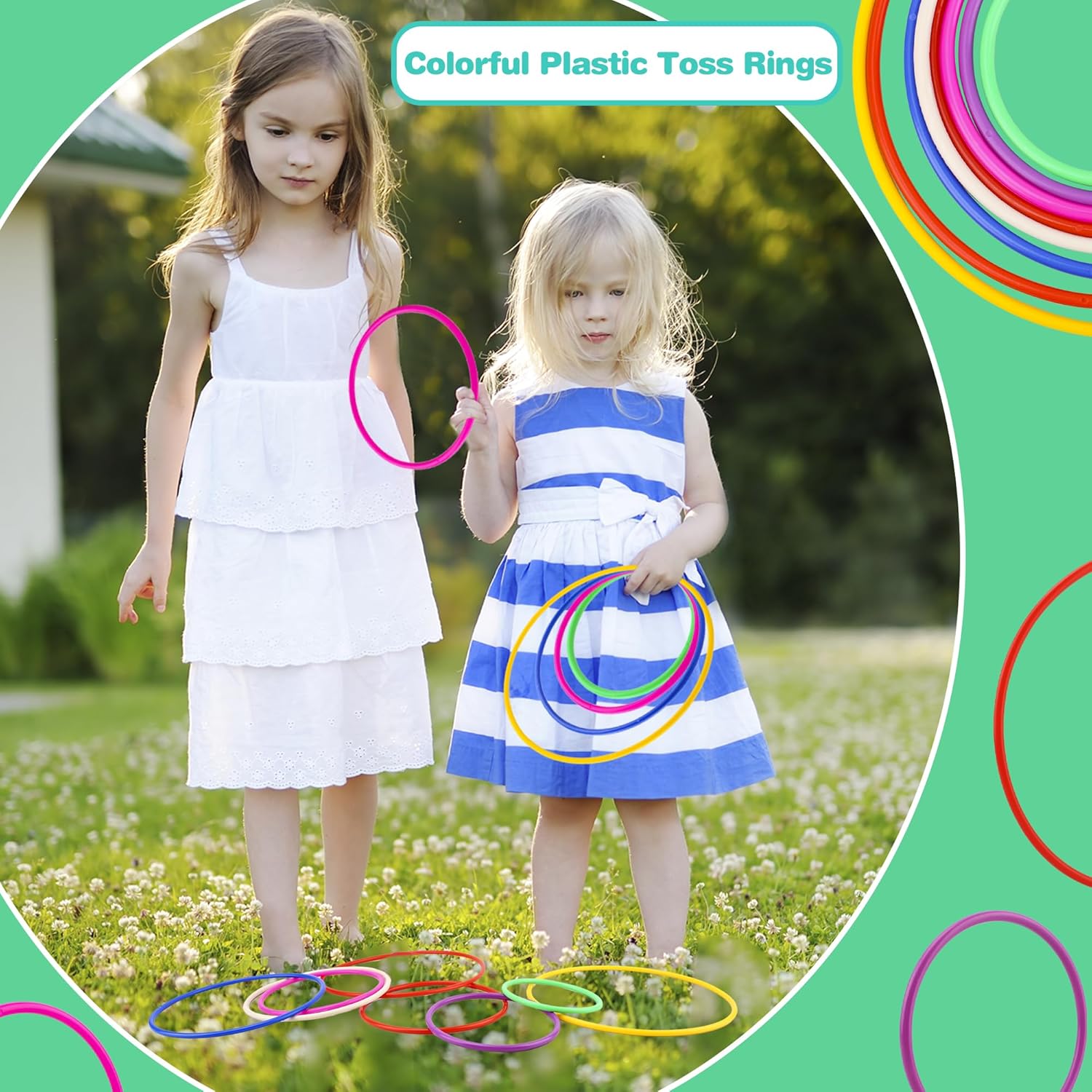 36 Pcs Colorful Plastic Toss Rings Multicolor Throwing Rings Game for Kids Adults Halloween Outdoor Activities Agility and Accuracy Game Practice Games Booth, 5 Sizes
