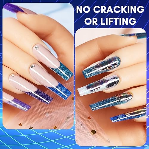 Miniatura 4 de Makartt Kit de gel de uñas de poli de colores galaxia, 0.5 onzas líquidas, gel para extensión de uñas, 6 colores brillantes de cielo nocturno, gel