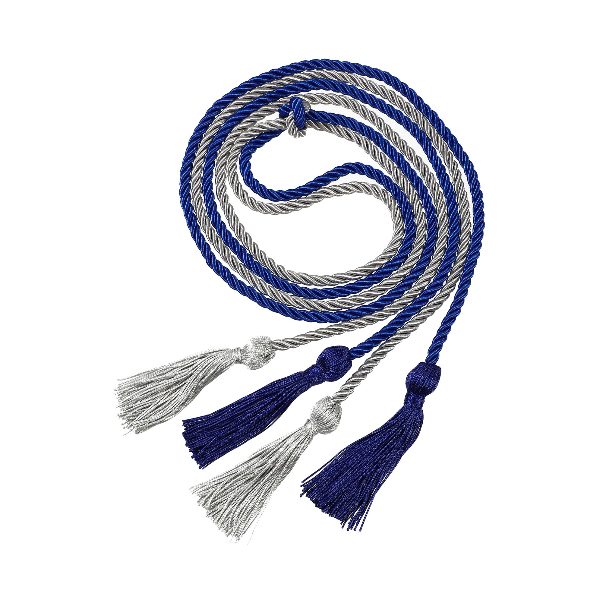 Graduation Double Honor Cords with Tassel, 68" (Royal Blue+Grey)