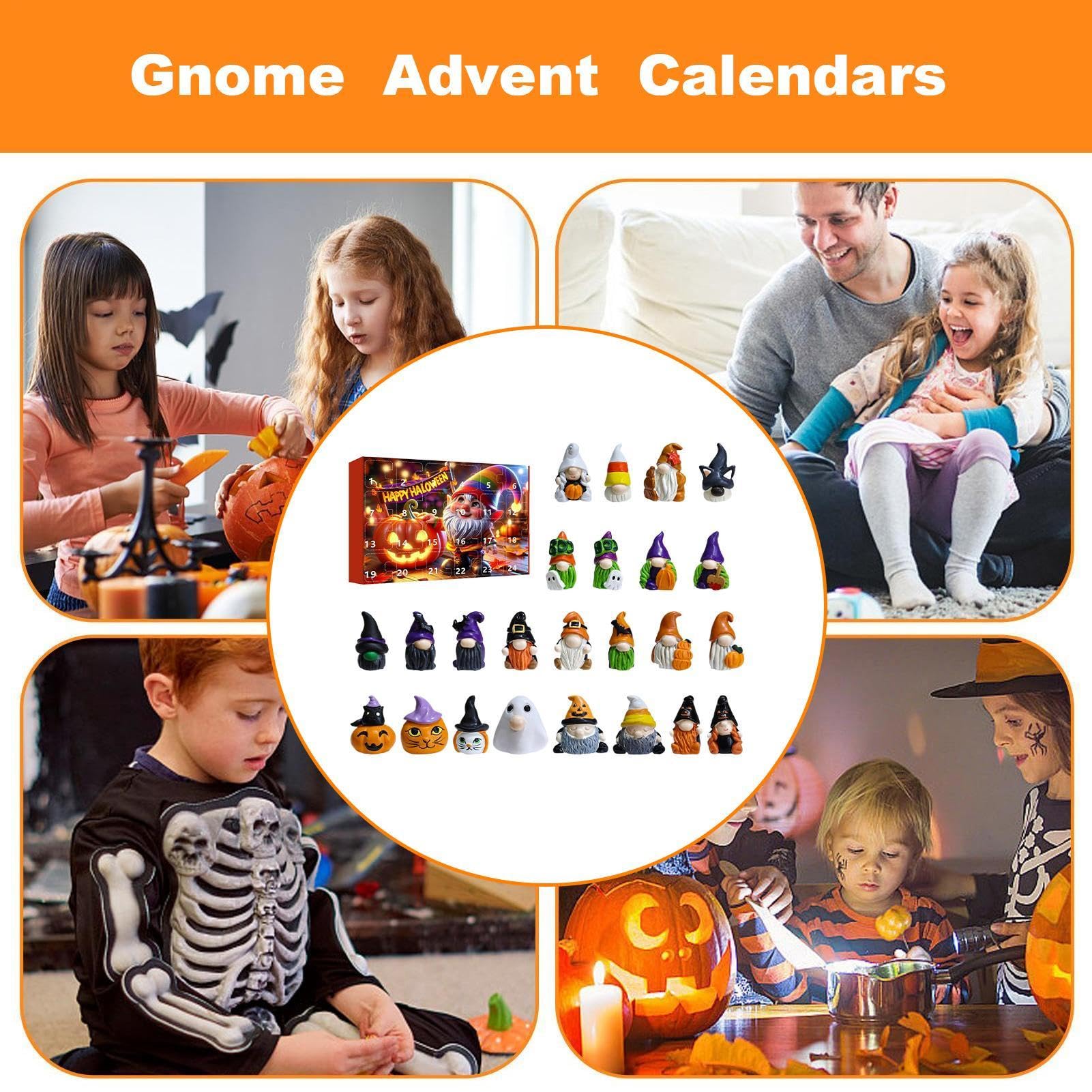 Calendario de Adviento Halloween 24 Días Figuras Coleccionables Gnomos | Calendarios Cuenta Atrás Vacaciones Halloween Para Niños Y Adultos Hogar Estante Escritorio Y Repisa