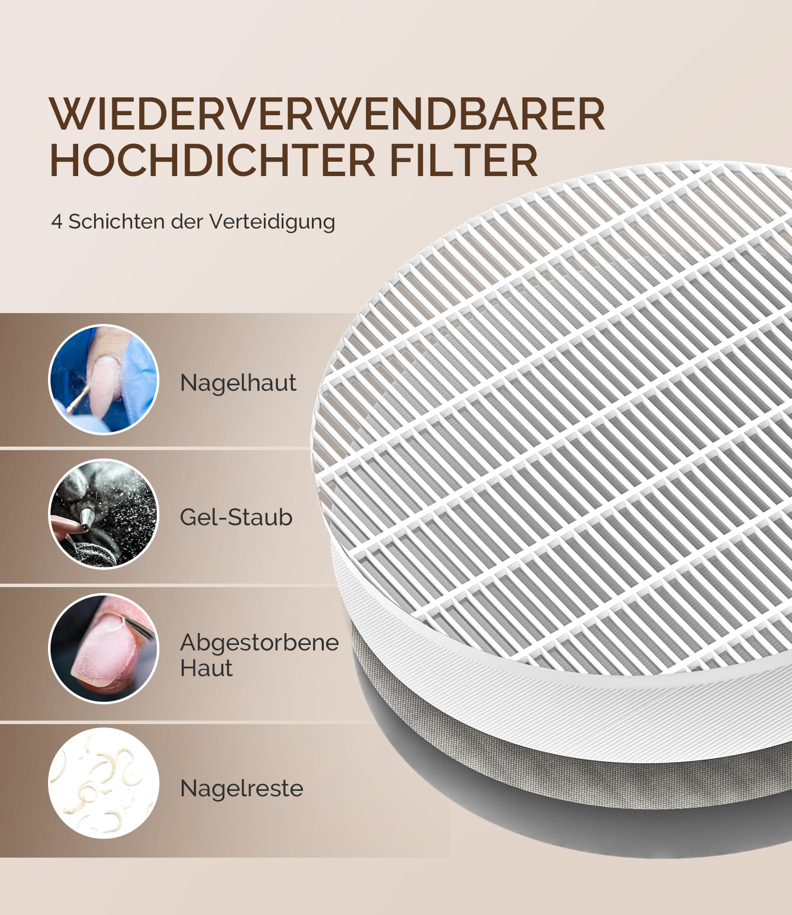 MelodySusie Nagelstaubsauger Professionell SProF für Acryl Gel Nagelpolitur | 4500RPM, Wiederverwendbarer Filter, 3 Saugmodi, Nagel Staubsauger für Maniküre & Pediküre, Salon und Heimgebrauch