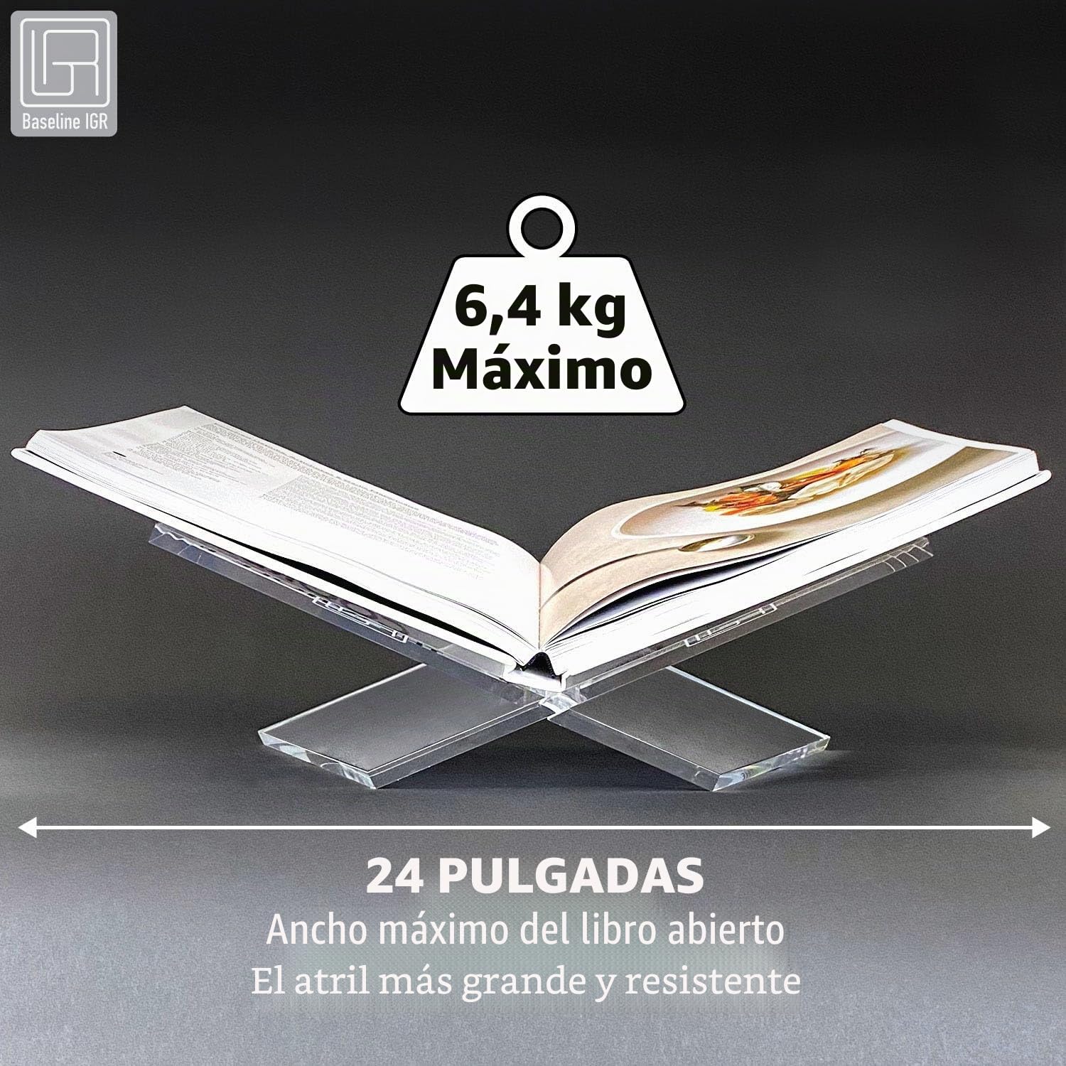 Soporte para libros de acrílico, soporte para libros, soporte para la Biblia, soporte para libros de cocina, soporte para recetas, acrílico transparente moderno, para leer y mostrar tu libro favorito