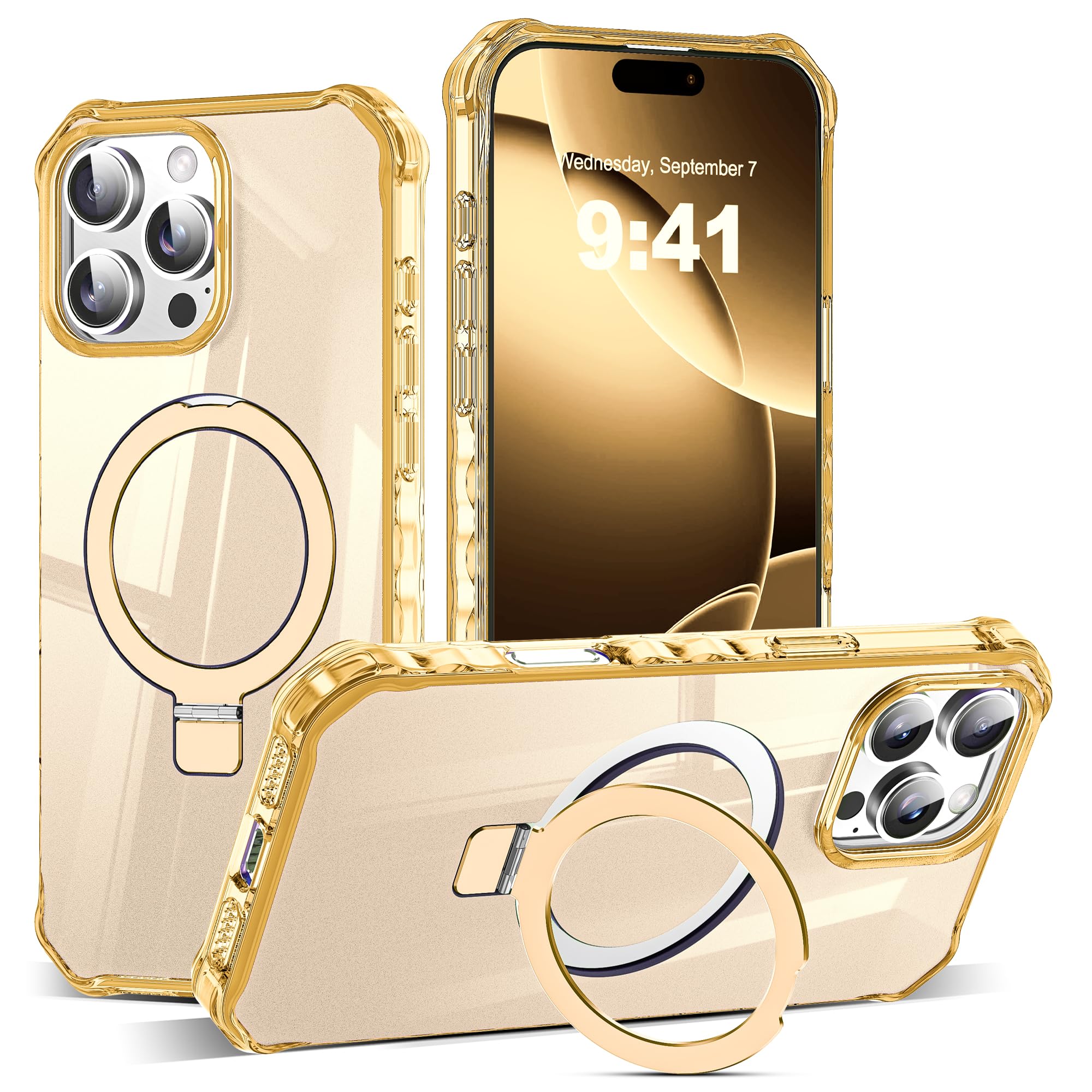 JQRZAOAK for iPhone 16 Pro Case with Magnetic Stand [Compatible with Mag-Safe] [Military Drop Tested] Shockproof Slim 16 Pro Cover with Good Grip