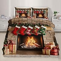 Vista 21 de Juego de funda de edredón nórdica de Navidad, estilo nórdico, copos de nieve, juego de ropa de cama con ciervos de Navidad, funda de edredón Navidad