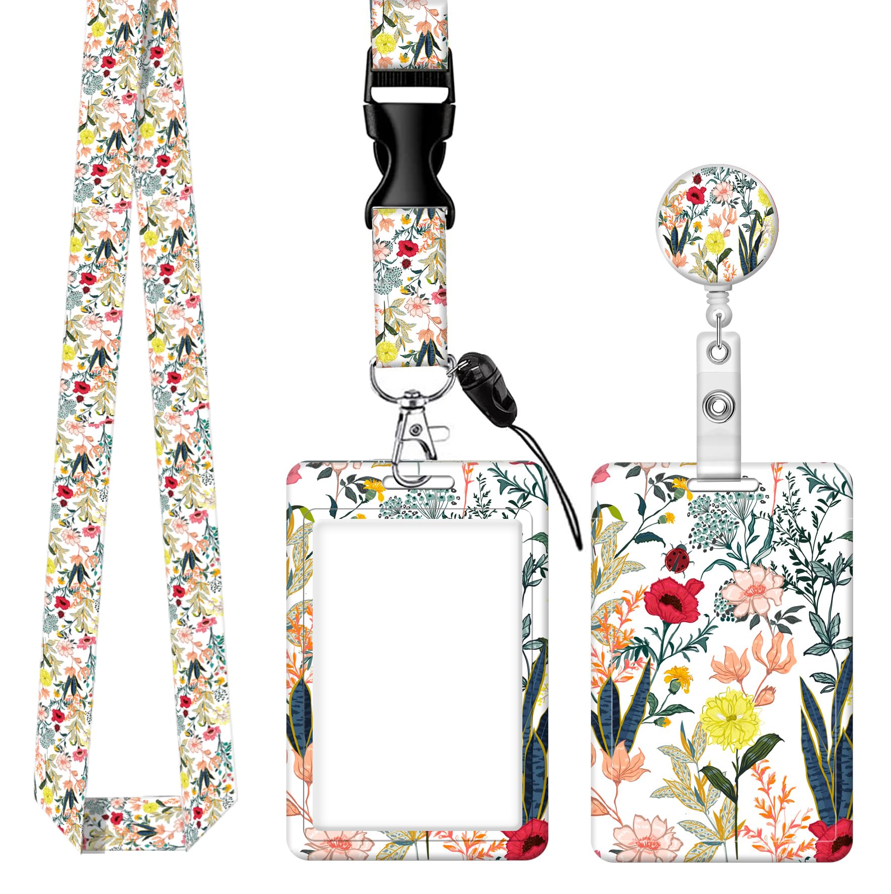 BLOCIT ID Badge Holder with Lanyard - Fashionable ID Card Holders with Retractable Lanyards - Soft Fiber Metal Clip Sturdy Buckle for Key Wallet -