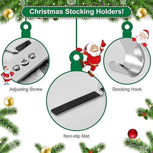 Miniatura 6 de Christmas Stocking Holders for Mantles Set of 4, Colorful Stocking Hangers for Fireplaces, 4 Pack Non-Slip Stocking Hooks for Mantle, Stocking,