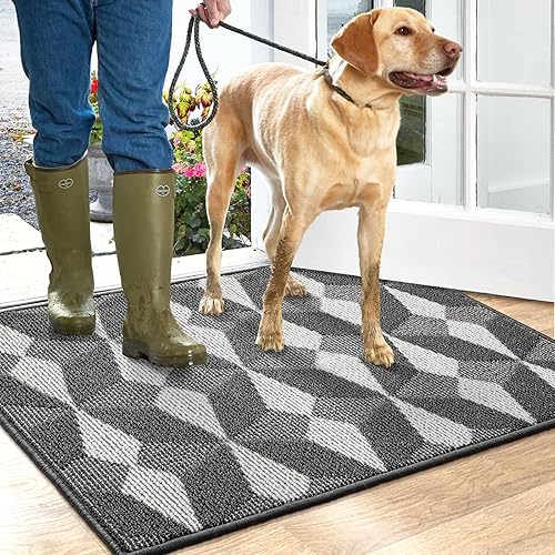 Miniatura 3 de DEXI Tapete antideslizante para puerta interior, tapete de bajo perfil lavable para puerta delantera, entrada interior, 20 x 32 pulgadas, color